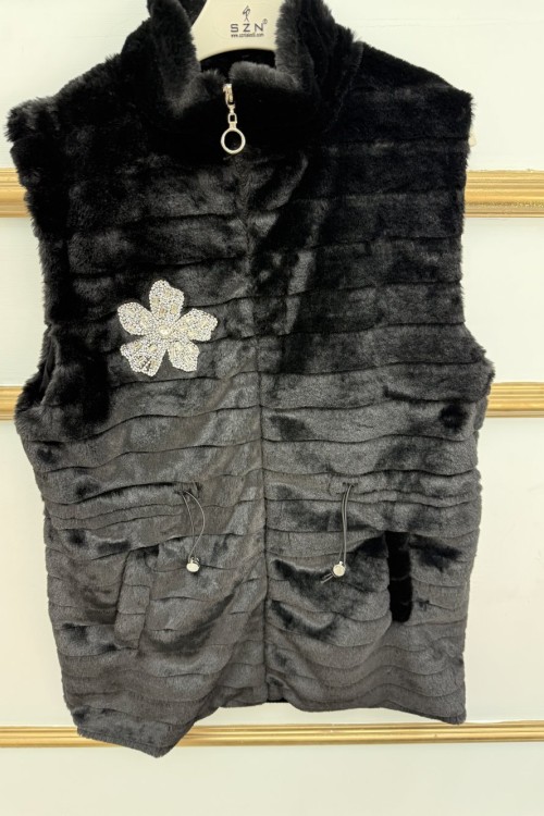 Pelüş Yelek Astarlı  Siyah