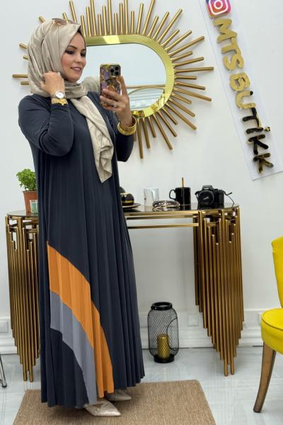 Pliseli Elbise  Füme