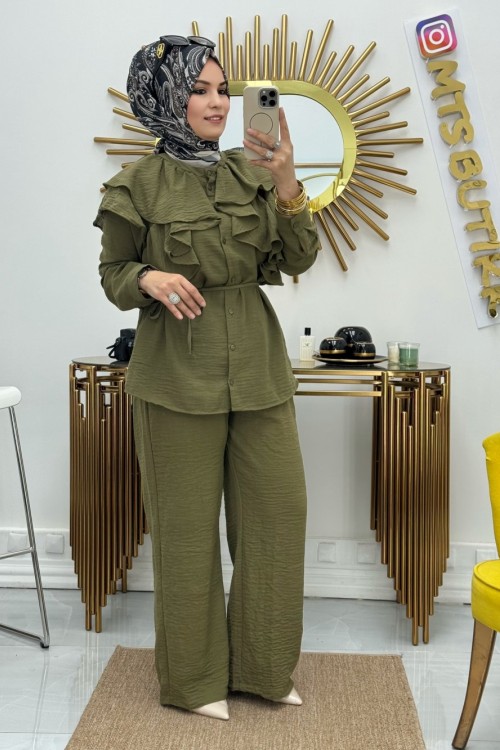 Polen Omuz Fırfırlı Takım Haki