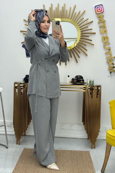 Polen Woman Ceket Takım Gri