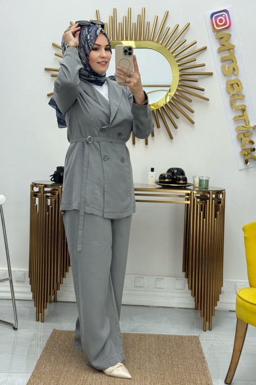 Polen Woman Ceket Takım Gri