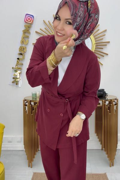 Polen Woman Ceket Takım Bordo