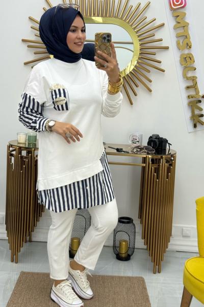 PUANE POPCORN TUNİK  Lacivert