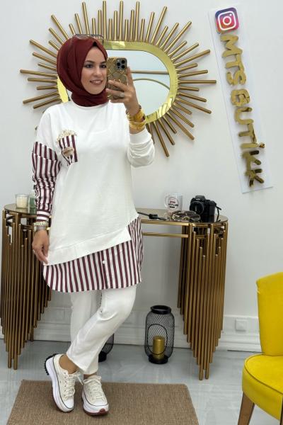 PUANE POPCORN TUNİK  Bordo