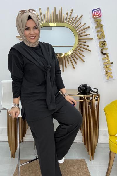 PUANNE ATKI DETAYLI LUNA TAKIM Siyah