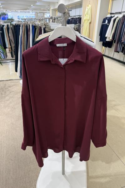 Puanne Ovarsize Gömlek  Bordo