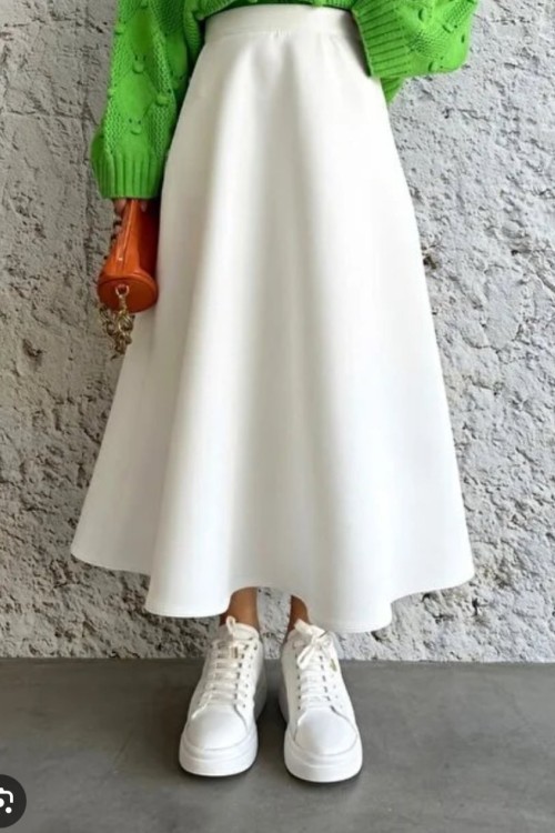 Puf Scuba Kiloş Etek Beyaz