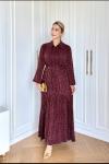 Qashe Kobra İpek Elbise  Bordo