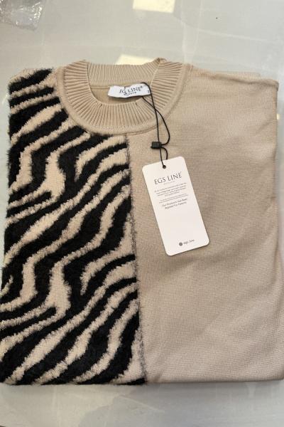 Sakallı Merserize Kazak  Kemik Siyah