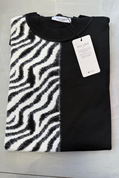 Sakallı Merserize Kazak  Siyah