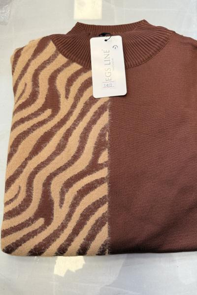 Sakallı Merserize Kazak  Tozlu kahve