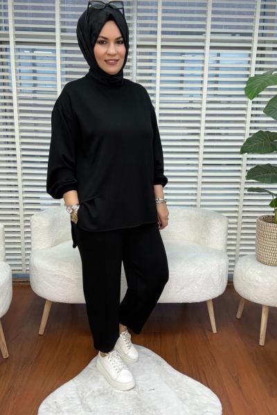 Salaş Havuç Paça Takım  Siyah