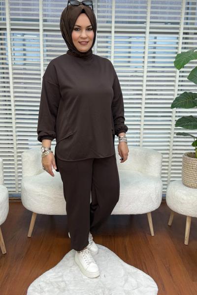 Salaş Havuç Paça Takım  Kahverengi