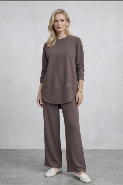 Salaş Takım Broşlu  Kahverengi