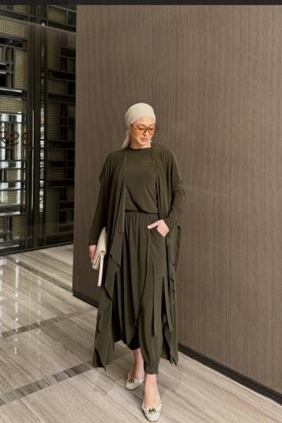 Şalvar Yelekli Takım  Haki