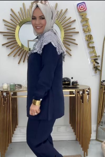 Sevda Takım Ekru Lacivert