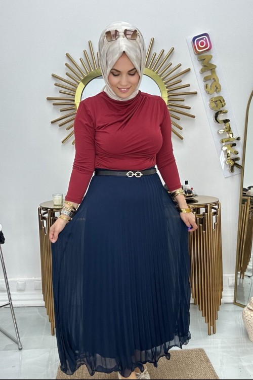 Şifon Etek  Lacivert