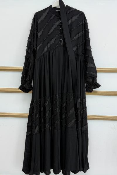 Sim Detaylı Elbise Siyah