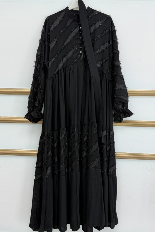 Sim Detaylı Elbise Siyah