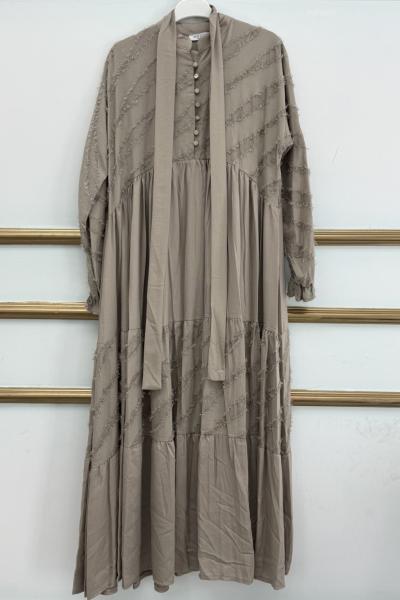 Sim Detaylı Elbise Bej