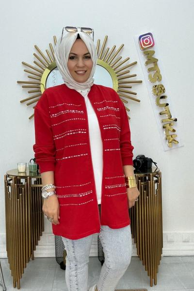 Şimşek taşlı kap  Kırmızı