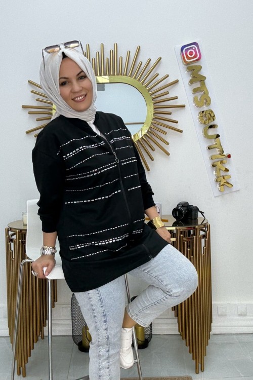 Şimşek taşlı kap  Siyah