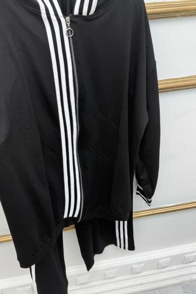 Siyah Beyaz Şerit Takım Siyah Beyaz