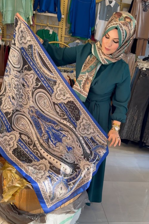 Soft Kumaş Şal  Saks Mavisi