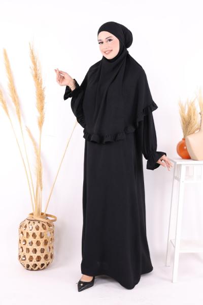 Sufleli Namaz Umre Elbisesi  Siyah