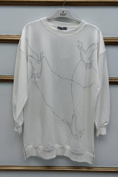 Taşlı Tunik  Beyaz