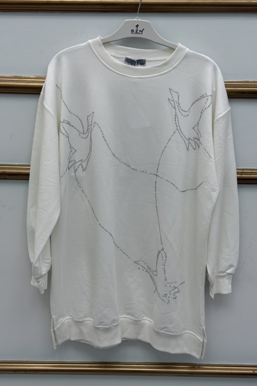 Taşlı Tunik  Beyaz