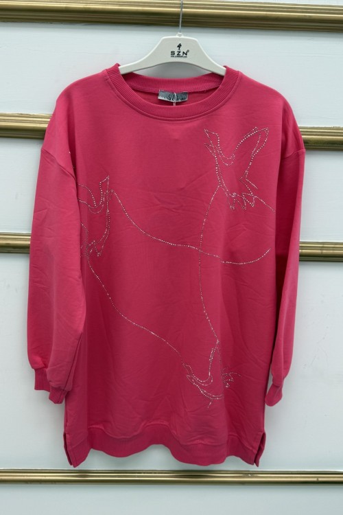 Taşlı Tunik  Fuşya
