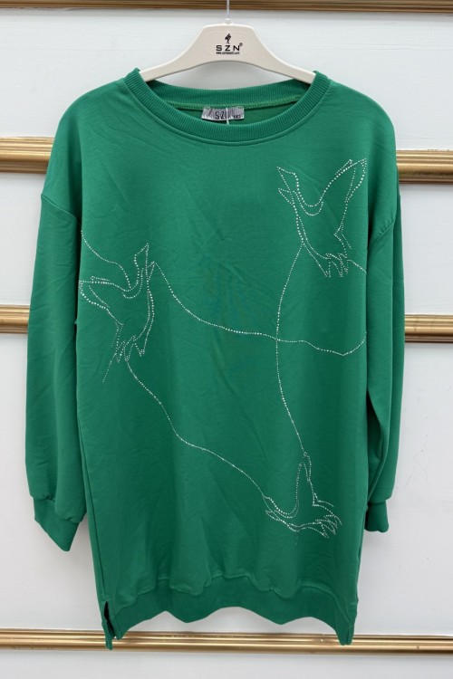 Taşlı Tunik  Koyu Yeşil