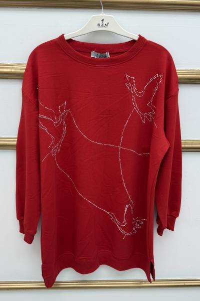 Taşlı Tunik  Kırmızı