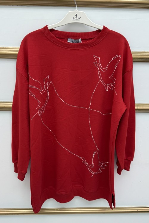 Taşlı Tunik  Kırmızı