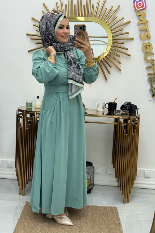 Torba Cepli Elbise  Mint Yeşili