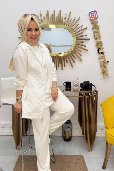 Üçlü Kapitone Takım  Beyaz