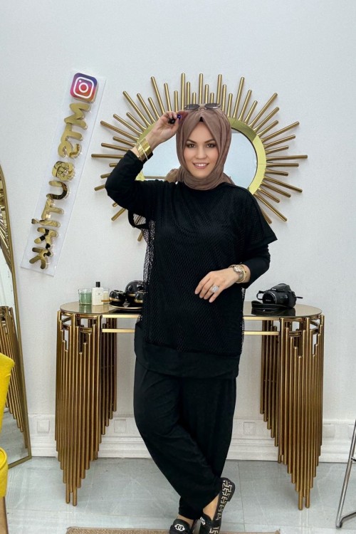 Üçlü Şalvar Takım Siyah
