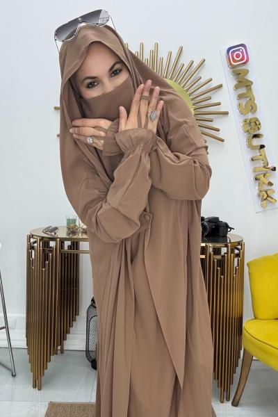 Umre Kıyafeti Tek Parça Elbise  Camel