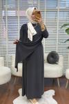 Üstleri Üçgen Pelerinli Elbise  Füme