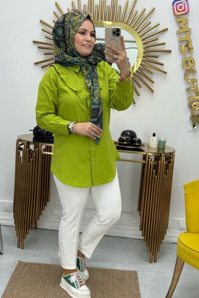 V Gömlek  Mint Yeşili