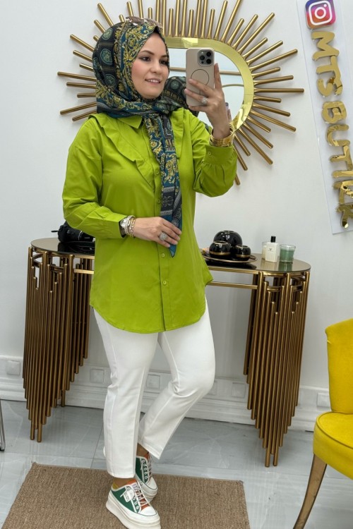 V Gömlek  Mint Yeşili