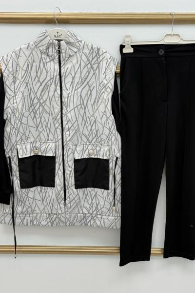 Varaklı Üçlü Takım Siyah