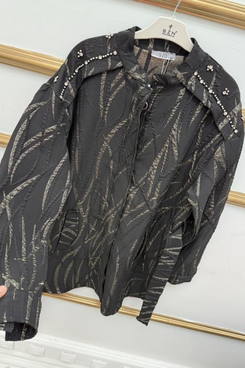 Varaklı Trenç Siyah