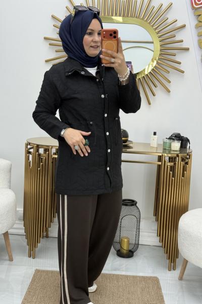 Yakası Çıt Çıt Kap Siyah
