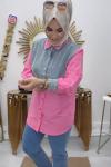 Yakası Taşlı Gömlek  Pembe