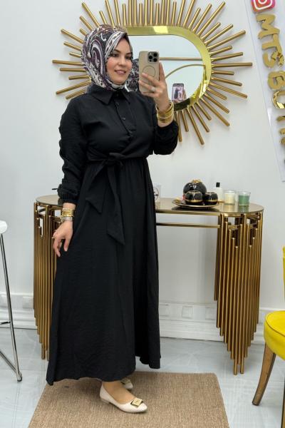 Yandan Bağlamalı Elbise Siyah