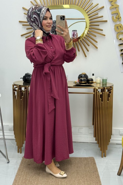 Yandan Bağlamalı Elbise Gül