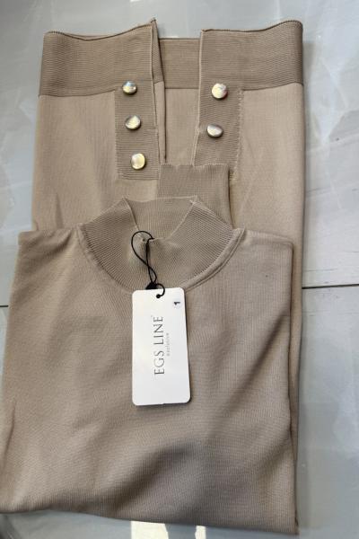 Yanı Düğmeli Merserize  Taş Rengi