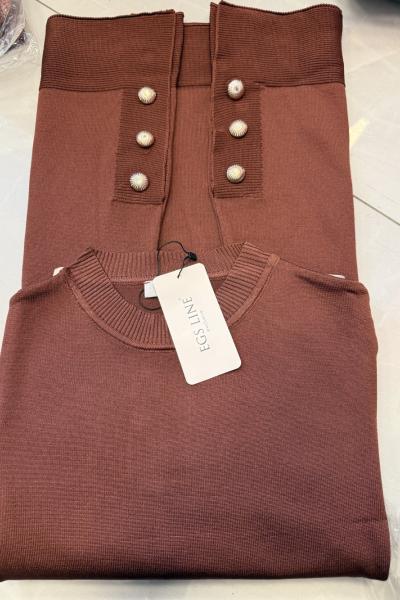 Yanı Düğmeli Merserize  Acı Kahve